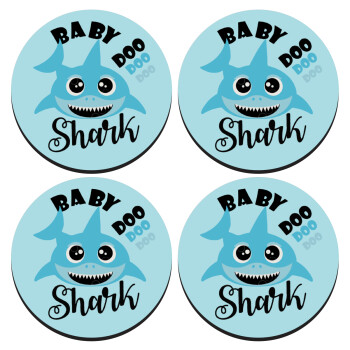 Baby Shark (boy), ΣΕΤ 4 Σουβέρ ξύλινα στρογγυλά (9cm)