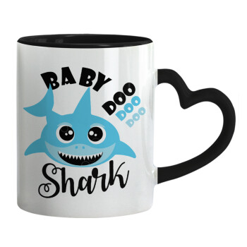 Baby Shark (boy), Mug heart black handle, ceramic, 330ml