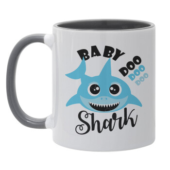 Baby Shark (boy), Κούπα χρωματιστή γκρι, κεραμική, 330ml