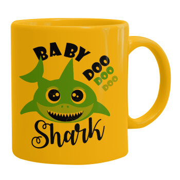 Baby Shark (boy), Ceramic coffee mug yellow, 330ml (1pcs)