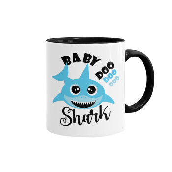 Baby Shark (boy), Κούπα χρωματιστή μαύρη, κεραμική, 330ml