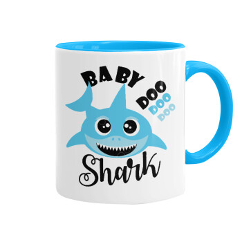 Baby Shark (boy), Κούπα χρωματιστή γαλάζια, κεραμική, 330ml