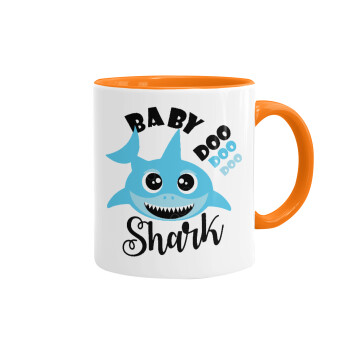 Baby Shark (boy), Mug colored orange, ceramic, 330ml