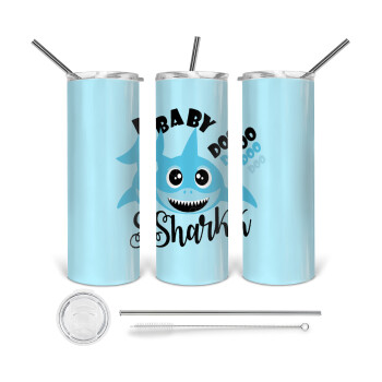 Baby Shark (boy), Tumbler stainless steel 600ml, with metal straw & cleaning brush