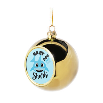 Baby Shark (boy), Χριστουγεννιάτικη μπάλα δένδρου Χρυσή 8cm
