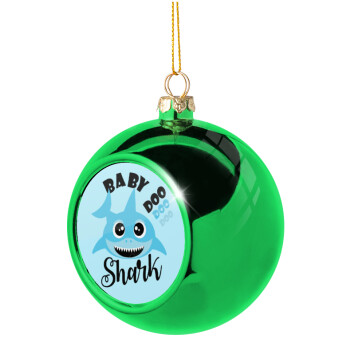 Baby Shark (boy), Χριστουγεννιάτικη μπάλα δένδρου Πράσινη 8cm