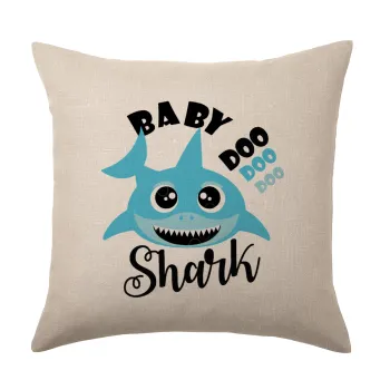 Baby Shark (boy), Μαξιλάρι καναπέ ΛΙΝΟ 40x40cm περιέχεται το  γέμισμα