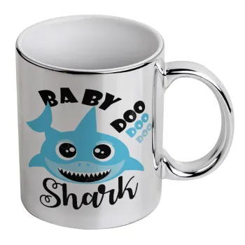 Baby Shark (boy), Mug ceramic, silver mirror, 330ml