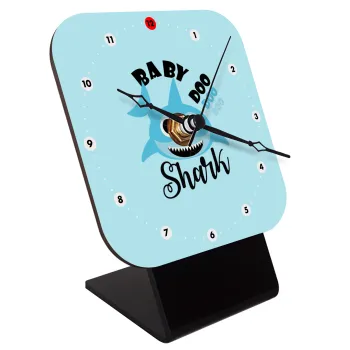 Baby Shark (boy), Quartz Wooden table clock with hands (10cm)
