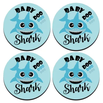 Baby Shark (boy), ΣΕΤ 4 Σουβέρ ξύλινα στρογγυλά (9cm)