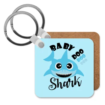 Baby Shark (boy), Μπρελόκ Ξύλινο τετράγωνο MDF