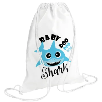 Baby Shark (boy), Backpack pouch GYMBAG white (28x40cm)