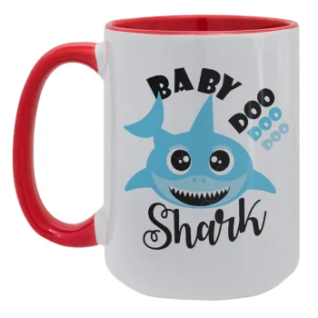 Baby Shark (boy), Κούπα Mega 15oz, κεραμική Κόκκινη, 450ml