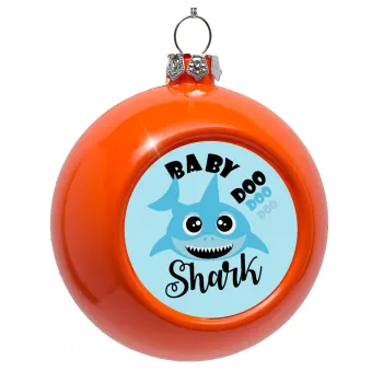 Baby Shark (boy), Orange Christmas tree ornament bauble 8cm