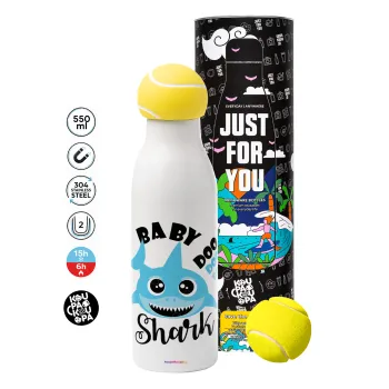 Baby Shark (boy), Μπάλα τένις μεταλλικό παγούρι θερμός, διπλού τοιχώματος, 550ml