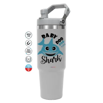 Baby Shark (boy), GREY color, 890ml (30oz) stainless Steel Tumbler with Handle
