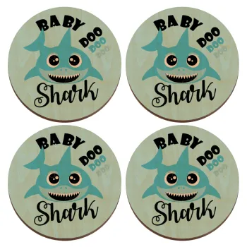 Baby Shark (boy), ΣΕΤ x4 Σουβέρ ξύλινα στρογγυλά plywood (9cm)
