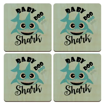 Baby Shark (boy), ΣΕΤ x4 Σουβέρ ξύλινα τετράγωνα plywood (9cm)