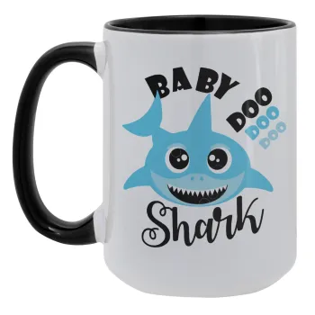 Baby Shark (boy), Κούπα Mega 15oz, κεραμική Μαύρη, 450ml