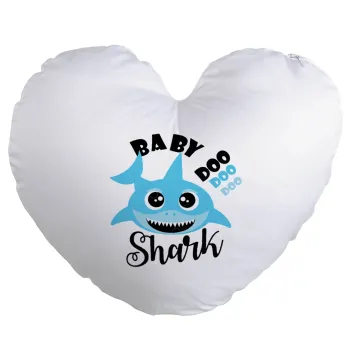 Baby Shark (boy), Μαξιλάρι καναπέ καρδιά 40x40cm περιέχεται το  γέμισμα