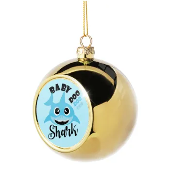 Baby Shark (boy), Στολίδι Χριστουγεννιάτικη μπάλα δένδρου Χρυσή 8cm