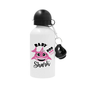 Baby Shark (girl), Metal water bottle, White, aluminum 500ml
