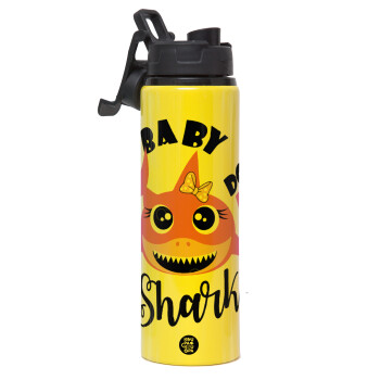 Baby Shark (girl), Μεταλλικό παγούρι νερού με καπάκι ασφαλείας, αλουμινίου 850ml
