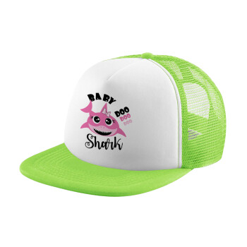 Baby Shark (girl), Καπέλο παιδικό Soft Trucker με Δίχτυ Πράσινο/Λευκό
