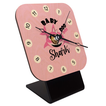 Baby Shark (girl), Quartz Table clock in natural wood (10cm)