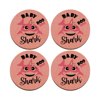 Baby Shark (girl), ΣΕΤ x4 Σουβέρ ξύλινα στρογγυλά plywood (9cm)
