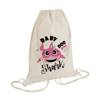 Baby Shark (girl), Τσάντα πλάτης πουγκί GYMBAG natural (28x40cm)