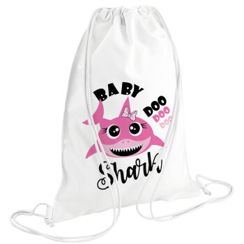 Baby Shark (girl), Τσάντα πλάτης πουγκί GYMBAG λευκή (28x40cm)