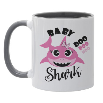 Baby Shark (girl), Κούπα χρωματιστή γκρι, κεραμική, 330ml