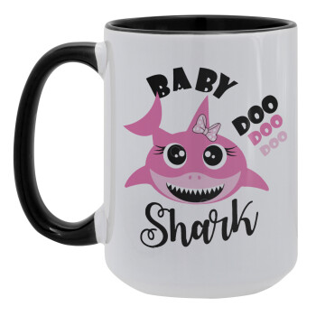 Baby Shark (girl), Κούπα Mega 15oz, κεραμική Μαύρη, 450ml