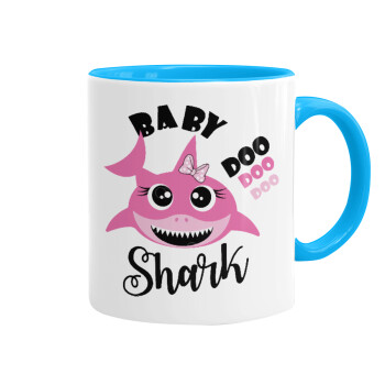 Baby Shark (girl), Κούπα χρωματιστή γαλάζια, κεραμική, 330ml