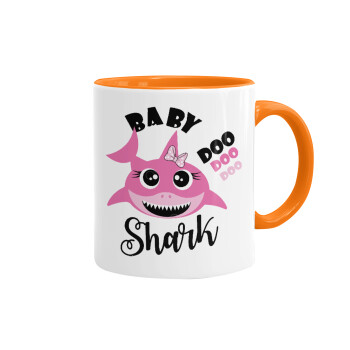 Baby Shark (girl), Κούπα χρωματιστή πορτοκαλί, κεραμική, 330ml