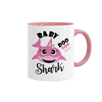 Baby Shark (girl), Κούπα χρωματιστή ροζ, κεραμική, 330ml