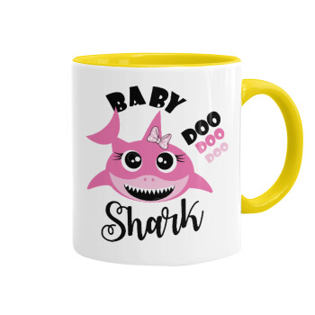 Baby Shark (girl), Κούπα χρωματιστή κίτρινη, κεραμική, 330ml