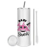 Tumbler stainless steel 600ml, with metal straw & cleaning brush