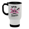 Baby Shark (girl), Stainless steel travel mug with lid, double wall (warm) white 450ml