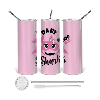 Baby Shark (girl), Tumbler stainless steel 600ml, with metal straw & cleaning brush