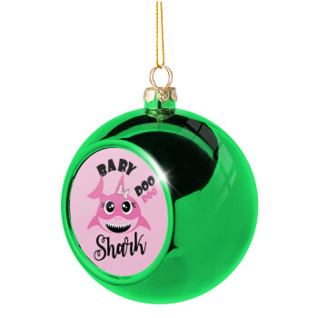 Baby Shark (girl), Χριστουγεννιάτικη μπάλα δένδρου Πράσινη 8cm