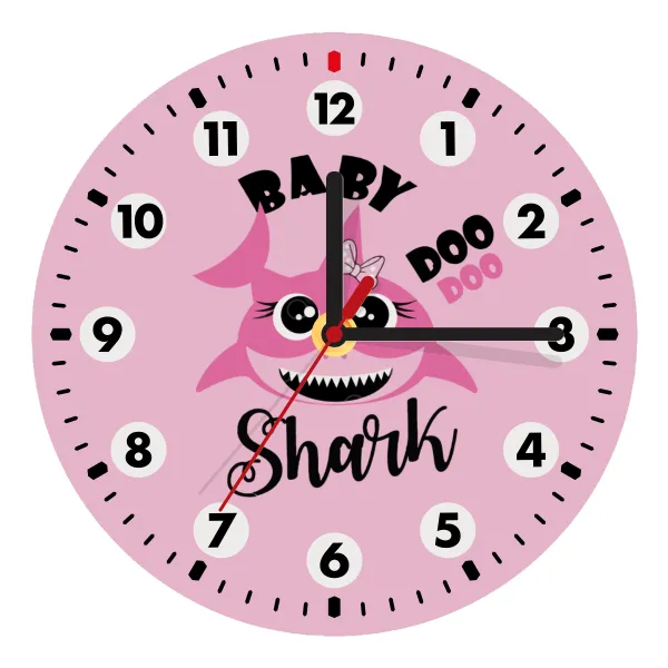 Baby Shark (girl) — Ρολόι τοίχου ξύλινο (20cm)