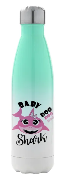 Baby Shark (girl) — Μεταλλικό παγούρι θερμός Πράσινο/Λευκό (Stainless steel), διπλού τοιχώματος, 500ml