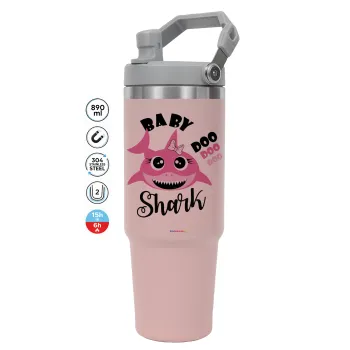 Baby Shark (girl), Pink color, 890ml (30oz) stainless Steel Tumbler with Handle