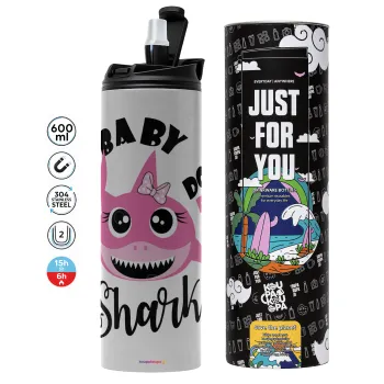 Baby Shark (girl), Tumbler stainless steel GREY 600ml