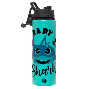 Baby Shark (girl), Μεταλλικό παγούρι νερού με καπάκι ασφαλείας, αλουμινίου 850ml