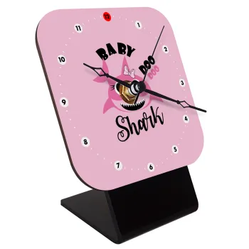 Baby Shark (girl), Quartz Wooden table clock with hands (10cm)