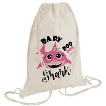 Baby Shark (girl), Backpack bag GYMBAG natural (28x40cm)