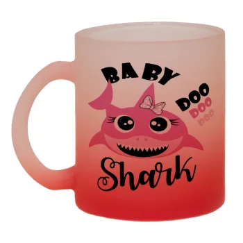 Baby Shark (girl), Κούπα γυάλινη δίχρωμη με βάση το κόκκινο ματ, 330ml